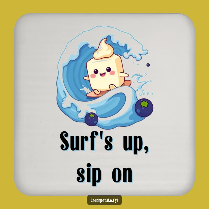 Funny Cream Cheese Surfing Coaster Set: Protect Surfaces with Comedic Waves!