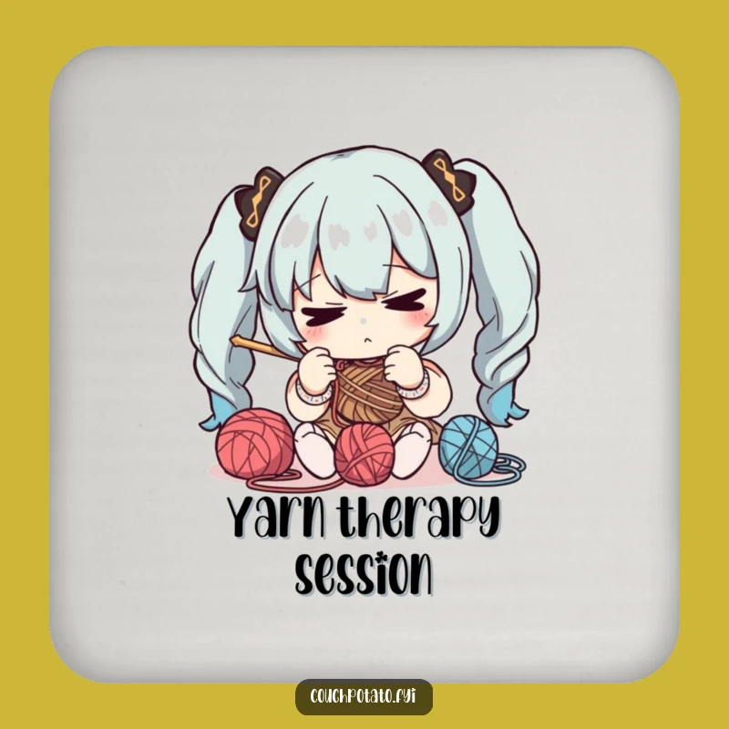 Funny Focused Knitter Coasters: Protect Surfaces with Intense Craft Design, Perfect Gift