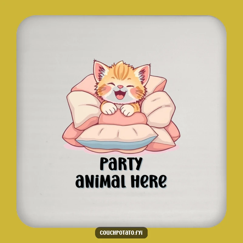 Funny Giggling Kitten Coaster: Playful Tumble to Protect Your Surfaces Gift