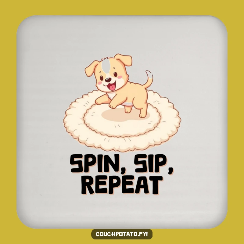 Funny Puppy Tail Chase Coaster: Protect Surfaces with Hilarious Puppy Playing