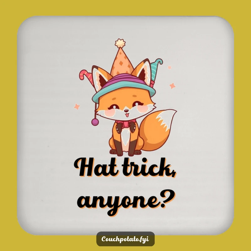 Funny Fox Hat Coaster - Sip with Style and Hilarious Flair
