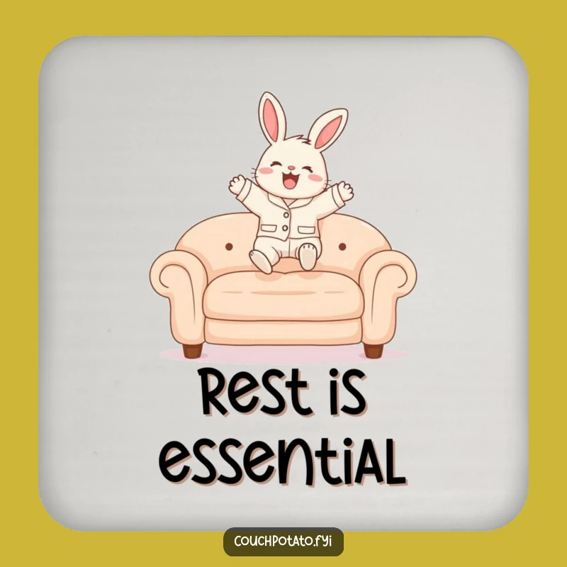 Funny Bunny Pajama Coaster: Cheerful Leap to Protect Your Surfaces Gift