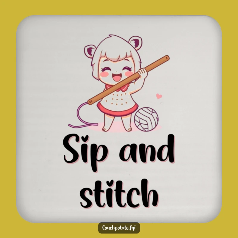 Funny Crocheter Coaster Set: Energetic Yarn Craft Protection