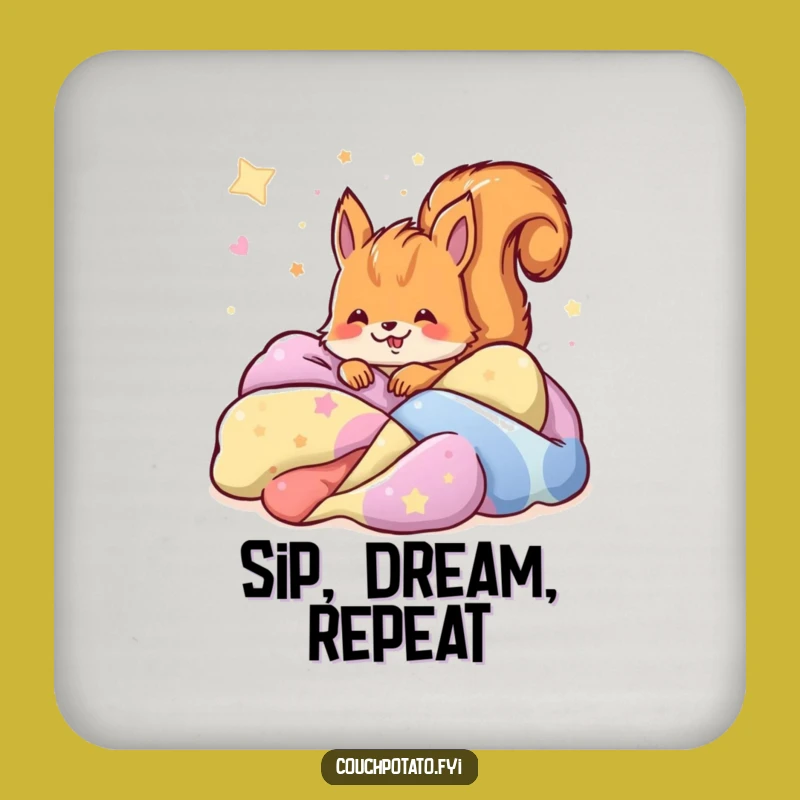 Funny Dreams Squirrel Coaster: Protect Surfaces with Hilarious Squirrel Sleeping
