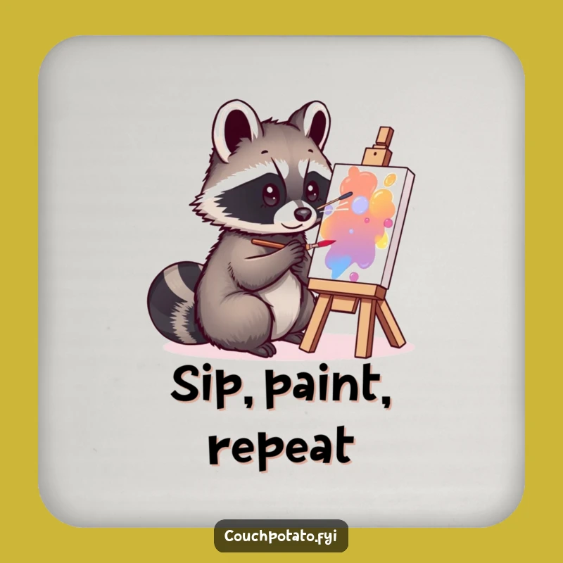 Funny Raccoon Art Coaster - Protect Surfaces with Hilarious Creativity