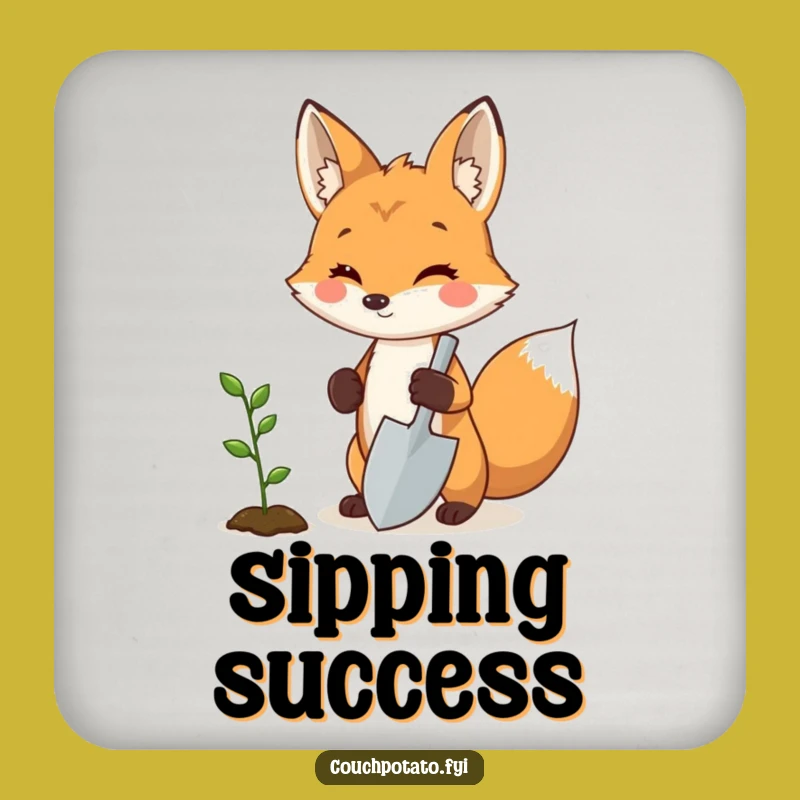 Funny Fox Gardener Coaster - Proud Sprout Holder Drink Coaster