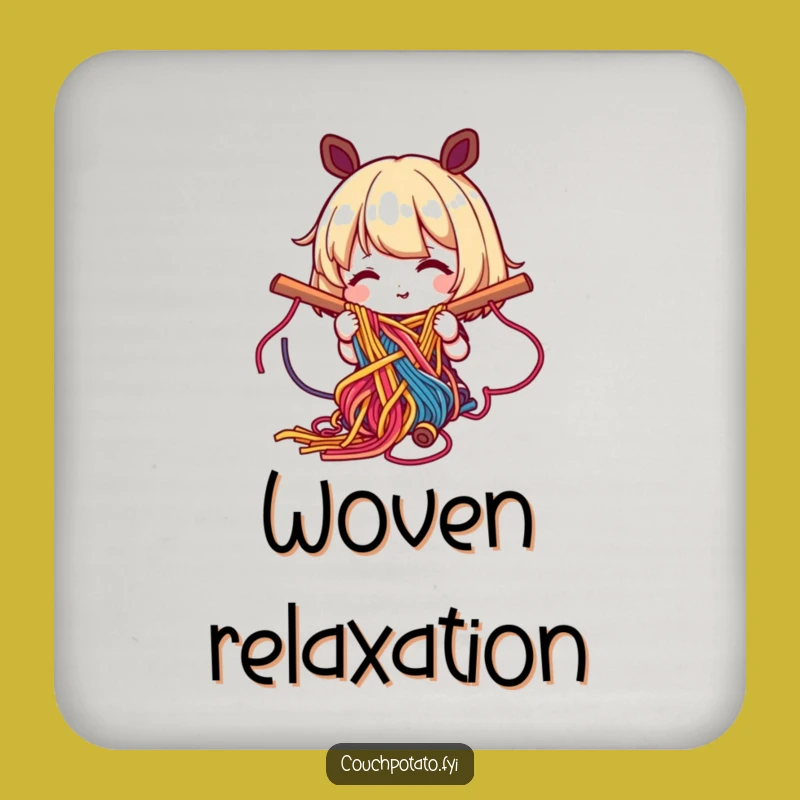 Funny Weaver Coaster Set: Intricate Yarn Art Protection