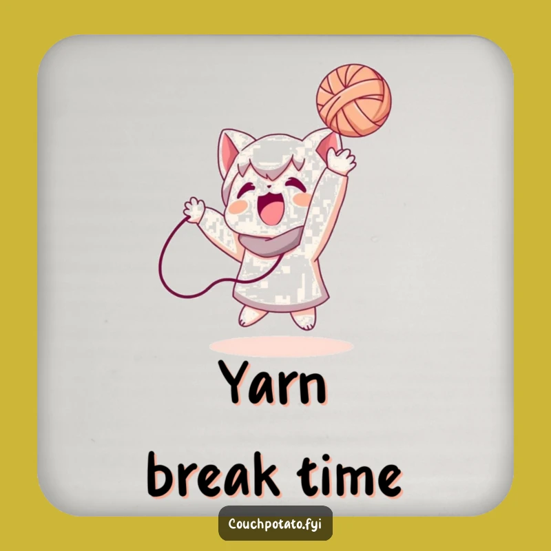 Funny Yarn Toss Coasters: Protect Surfaces with This Playful Character Design Set Gift