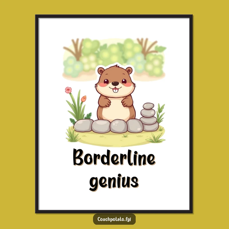 Funny Beaver Garden Poster: Busy Builder, Hilarious Wall Art for Builders
