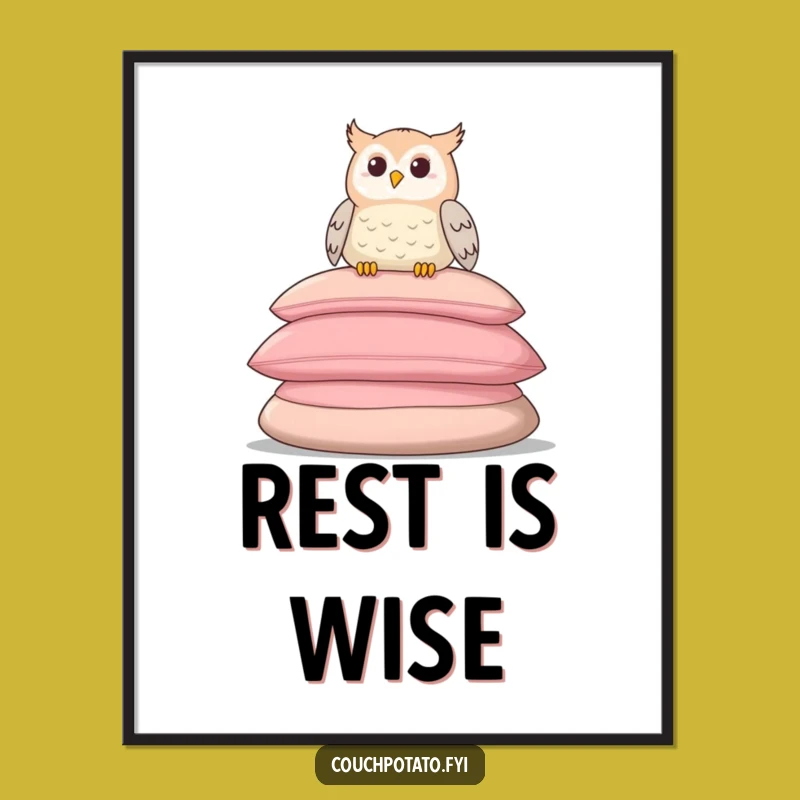 Funny Relaxed Owl Poster: Decorate With Cozy Charm And Wisdom, Perfect Gift