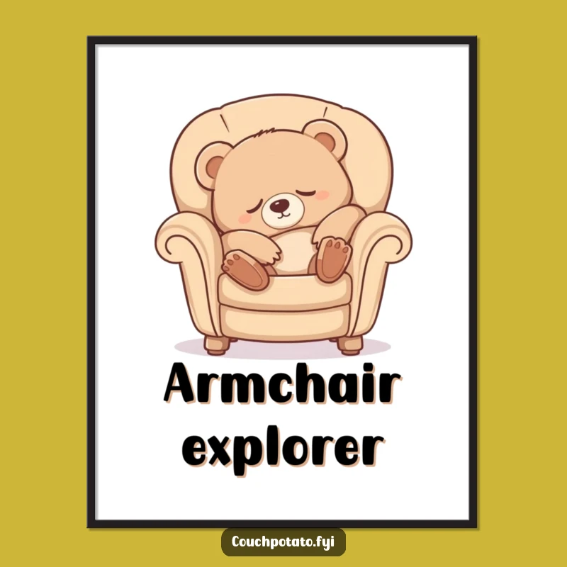 Funny Sleepy Bear Poster: Luxurious Comfort Art for Your Cozy Space Gift