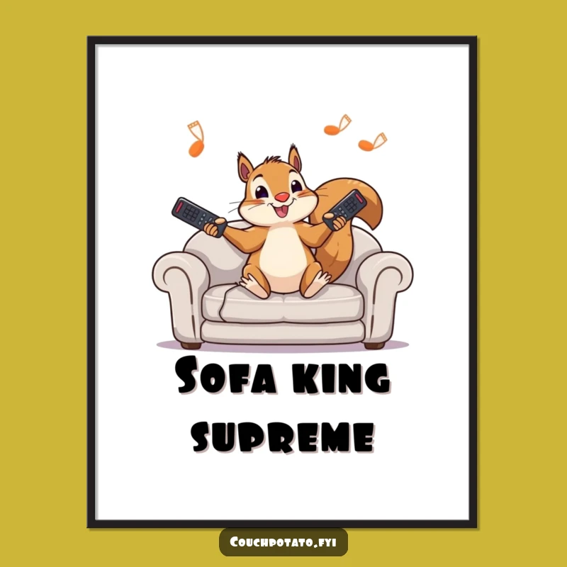 Funny Squirrel Juggling Remotes Poster: Hilarious Wall Art, Perfect Funny Gift