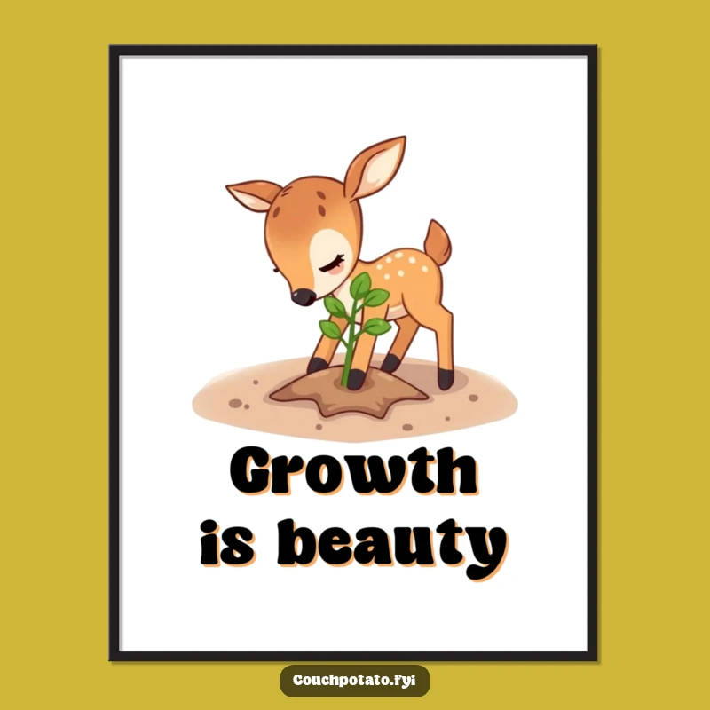 Funny Deer Sapling Poster: Gentle Gardener, Hilarious Nature-Inspired Wall Art