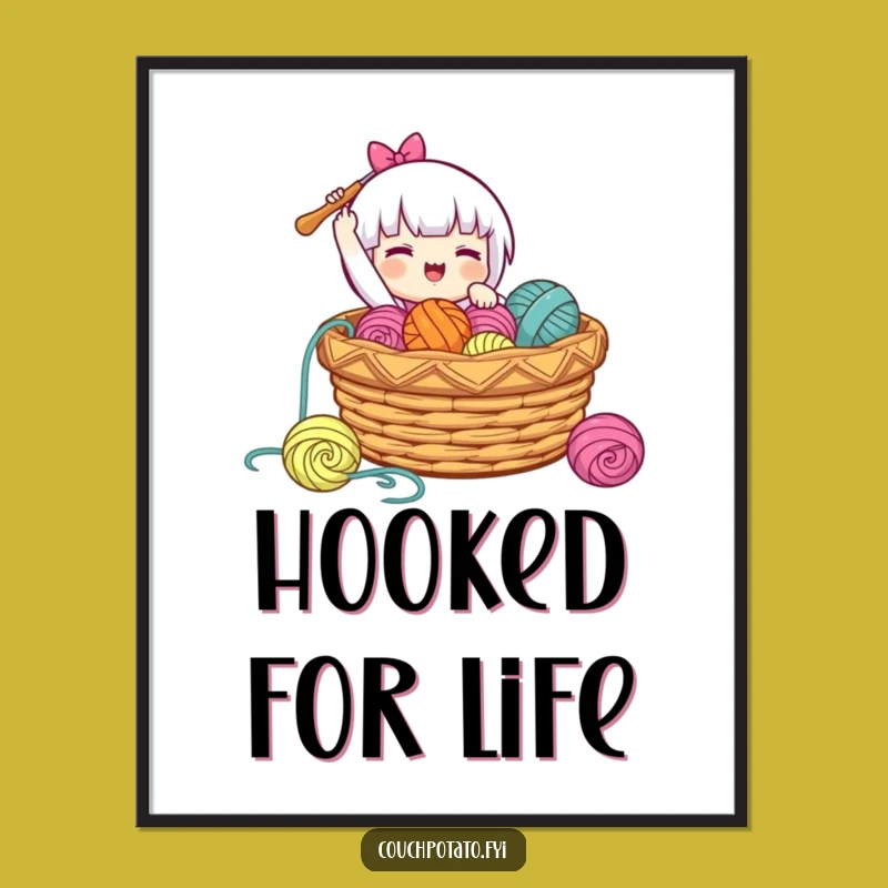 Funny Happy Crocheter Poster: Vibrant Art of Crafting Bliss, Perfect Gift