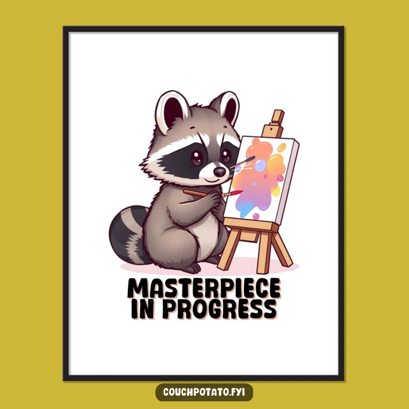 Funny Raccoon Masterpiece Poster - Whimsical Wall Art for Humorous Homes