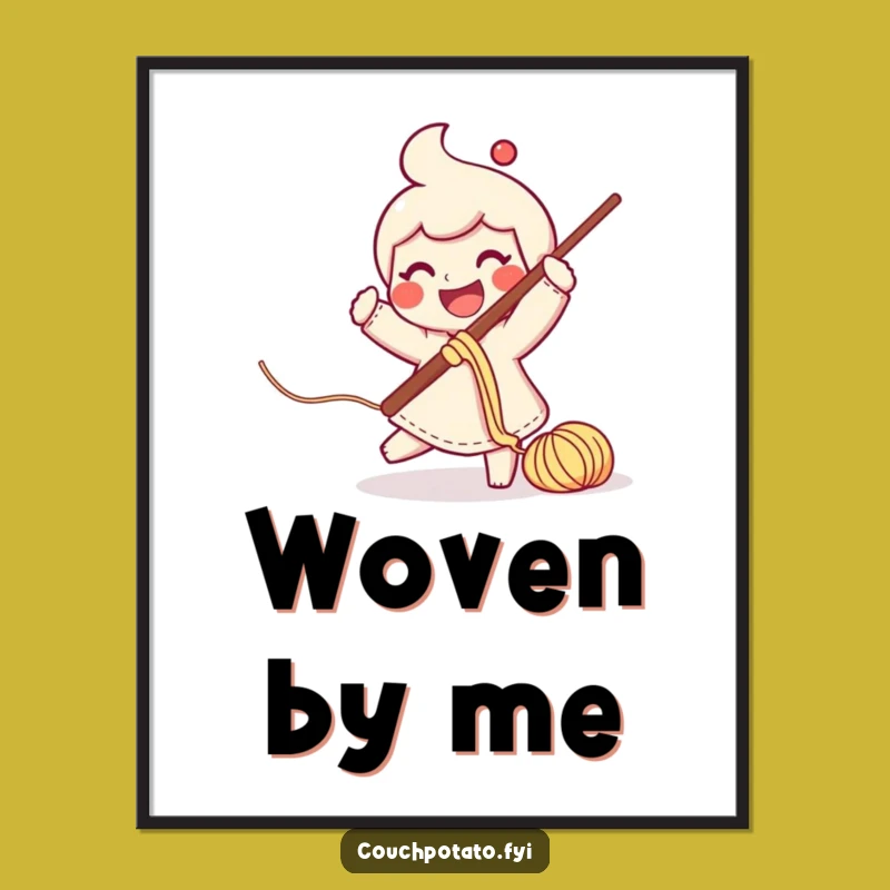 Funny Yarn Swinging Crochet Poster: Vibrant Art for Crafty Spaces!