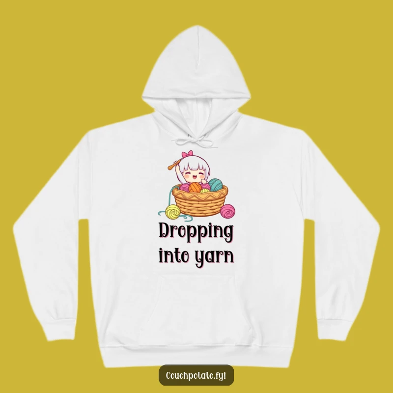 Cozy Funny Happy Crocheter Hoodie: Warm Design for Yarn Lovers, Perfect Gift