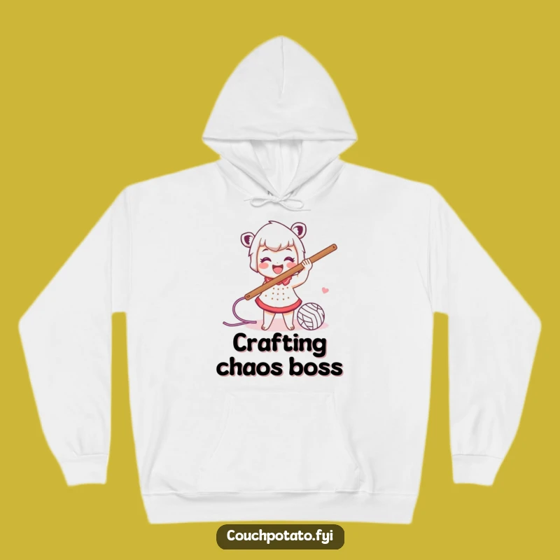 Cozy Funny Crocheter Hoodie: Energetic Yarn Swinging Comfort