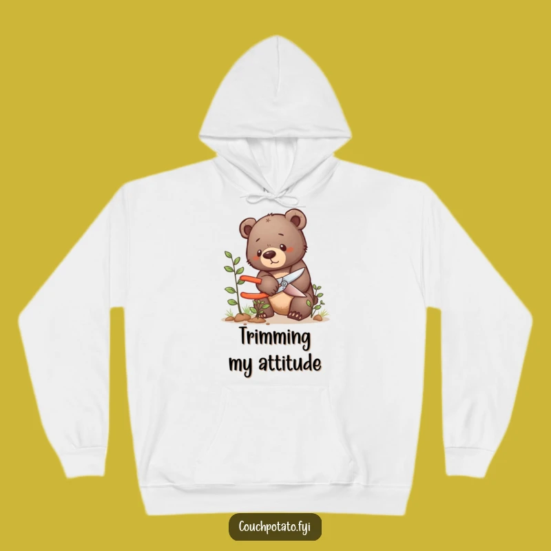 Funny Bear Cub Pruning Hoodie: Tiny Gardener, Cozy Horticulturist's Hilarious Gift