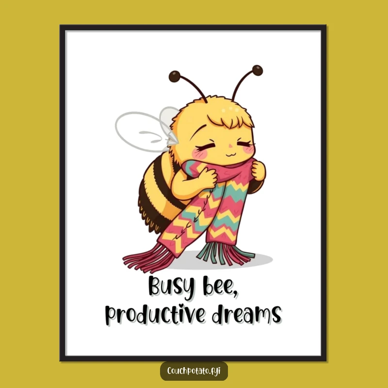 Free Printable Bee Knitting Wall Art - Funny Downloadable Art for a Cozy, Whimsical Space