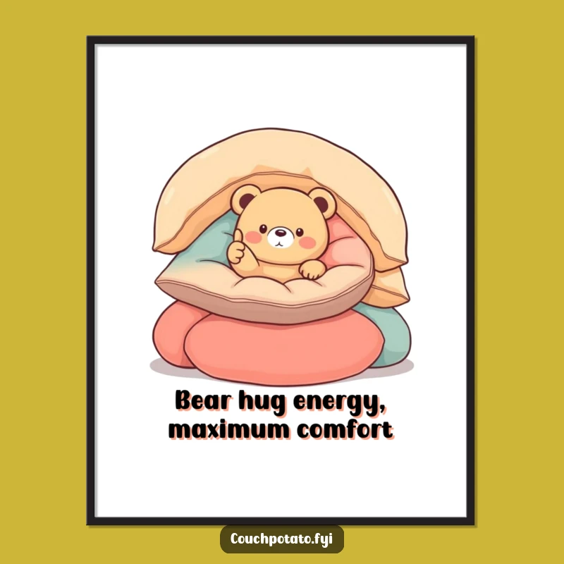 Free Printable Funny Bear Wall Art - Round Bear Thumbs Up Downloadable Decor