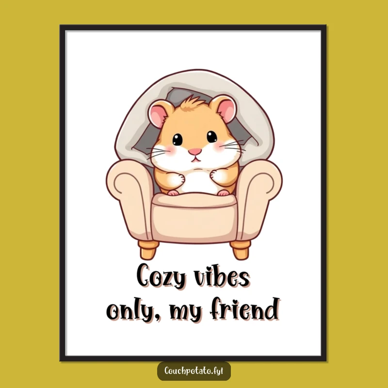 Free Printable Funny Hamster Wall Art - Chubby Hamster Cozy Scene Downloadable Decor