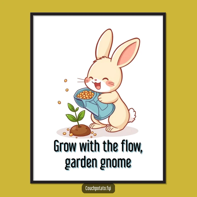 Funny Free Printable Wall Art: Cheerful Rabbit Growing Joy, Downloadable Art Gift!