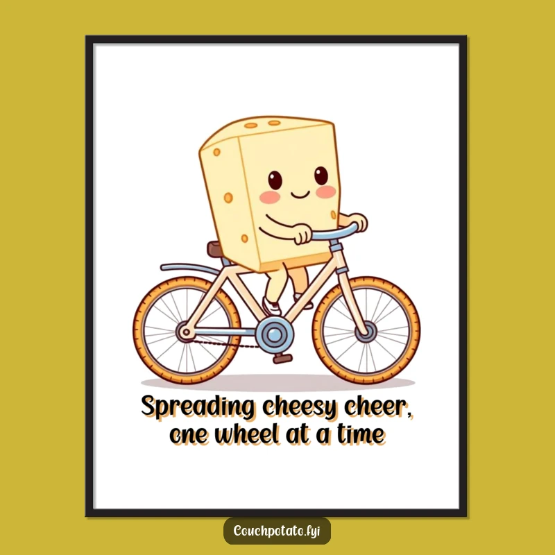 Funny Free Printable Wall Art: Cream Cheese Cyclist Quirky Downloadable Decor