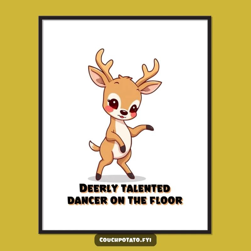 Funny Free Printable Wall Art: Goofy Deer Dancing for Hilarious Home Decor