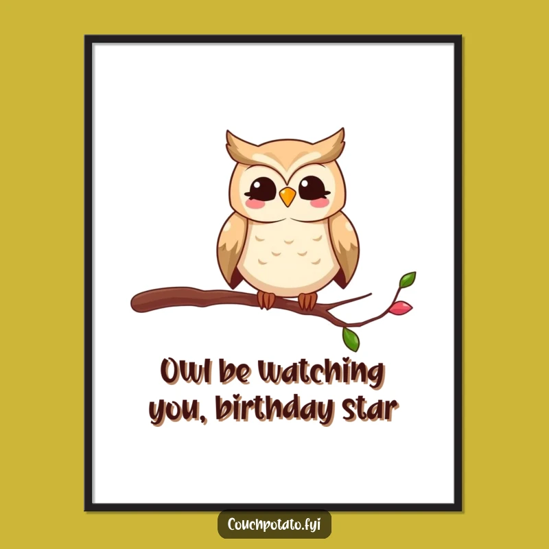 Funny Free Printable Wall Art: Owl on Thin Branch - Hilarious Downloadable Art for Your Home!