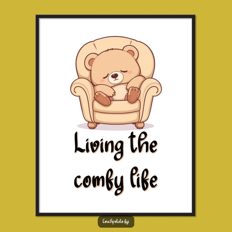 Free Printable Bear Wall Art: Sleepy Cub Cozy Stretch Funny Downloadable Decor Gift