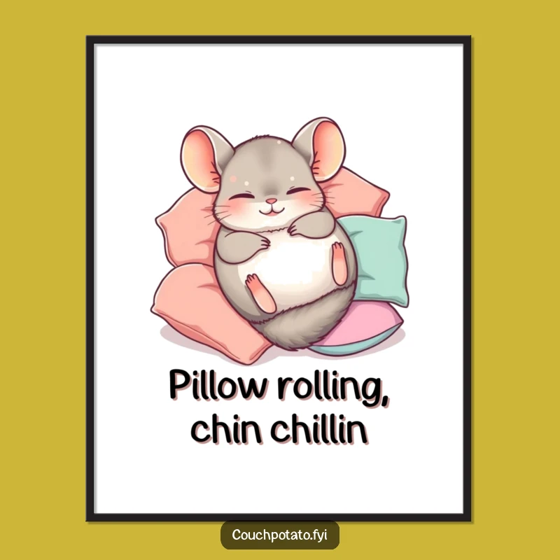 Free Printable Chinchilla Wall Art: Happy Roll Funny Downloadable Decor Gift