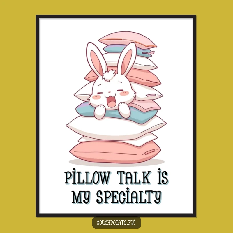 Free Printable Funny Bunny Wall Art: Sleepy Pillow Balance, Hilarious DIY Downloadable Decor!