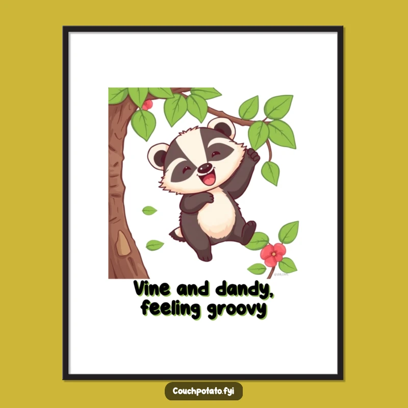 Funny Free Printable Wall Art: Badger Swinging Wildly