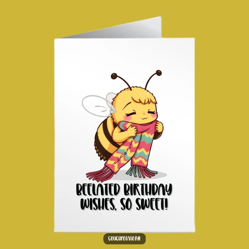 Free Printable Bee Knitting Birthday Card - Funny Downloadable Gift for Crafty Celebrants