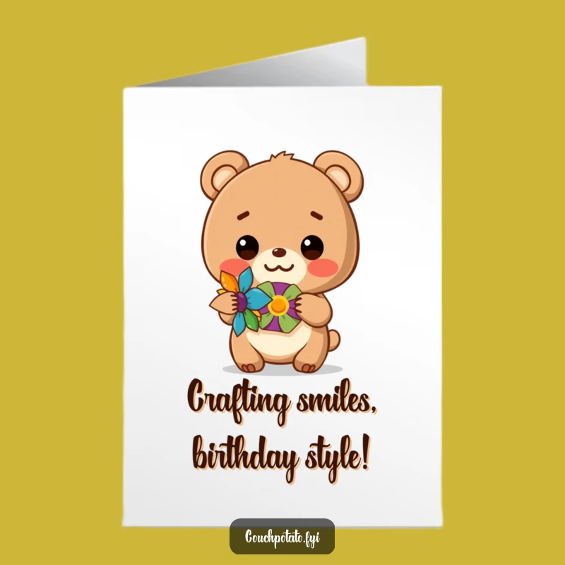 Free Printable Bear Cub Craft Card - Funny Birthday Downloadable Gift for Kids