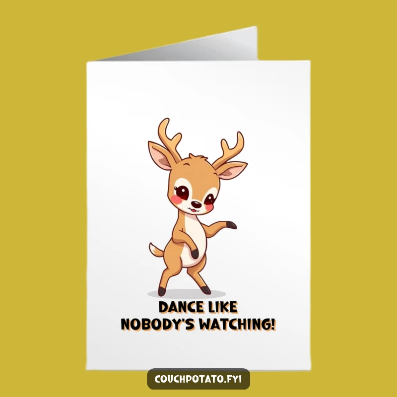 Free Printable Birthday Card: Funny Deer Dancing Badly for a Hilarious Downloadable Gift