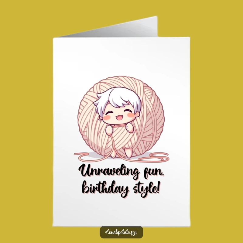 Free Printable Birthday Card: Grinning Yarn Puller, Adventurous Fun Downloadable Gift