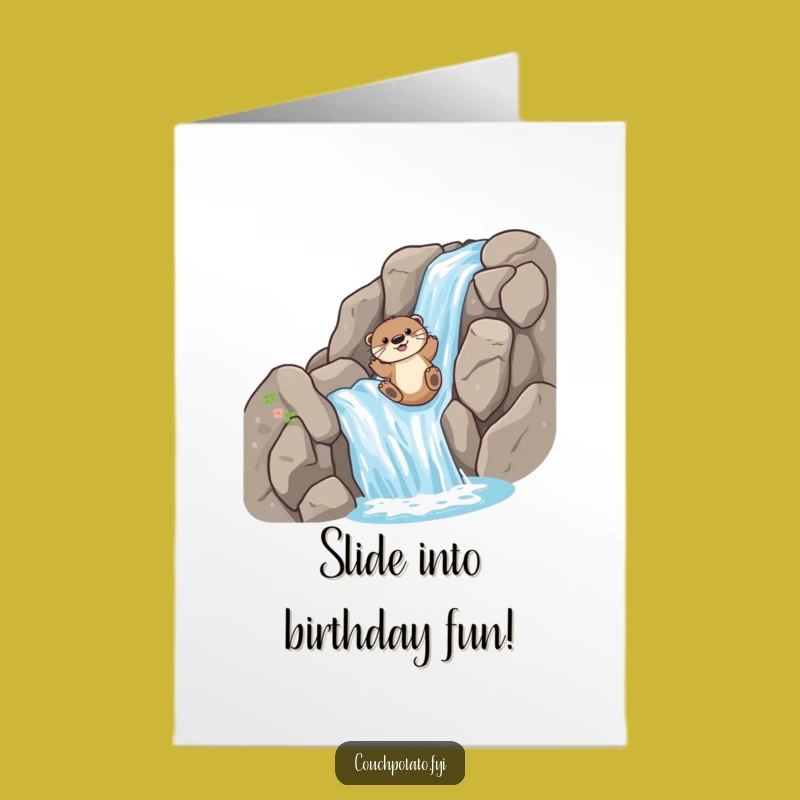 Free Printable Birthday Card: Otter Slide Adventure Humor for a Fun Day