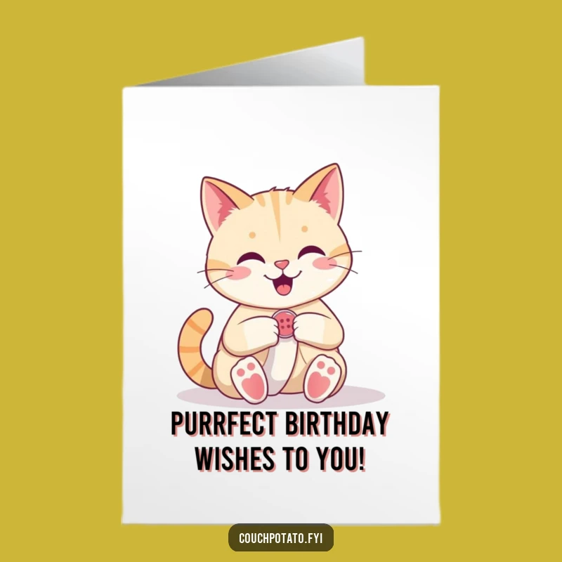 Free Printable Cat Sewing Birthday Card - Funny Downloadable Gift for Fashionable Felines