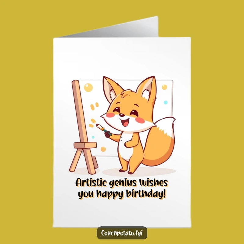 Free Printable Fox Painting Birthday Card - Funny Downloadable Gift for Art Lovers