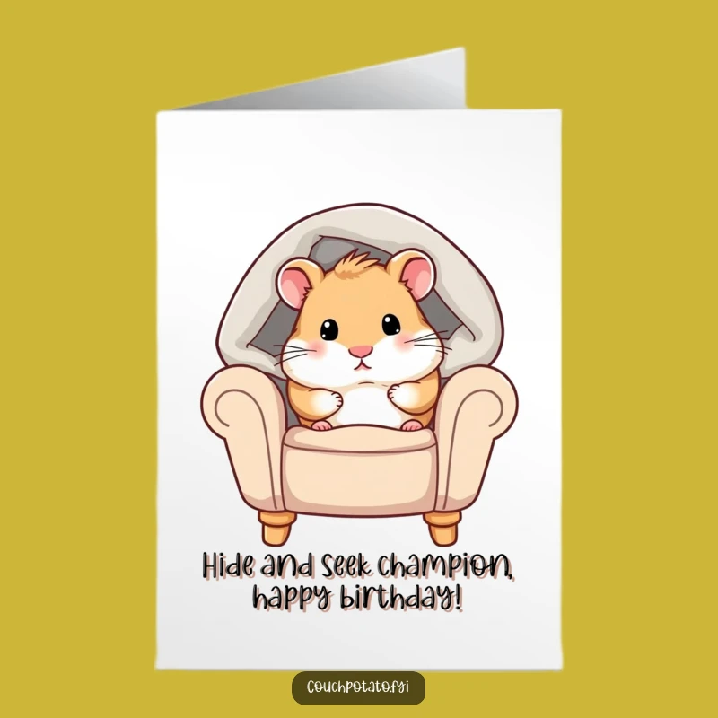 Free Printable Funny Hamster Birthday Card - Adorable Chubby Hamster Peeking Out Instant Download