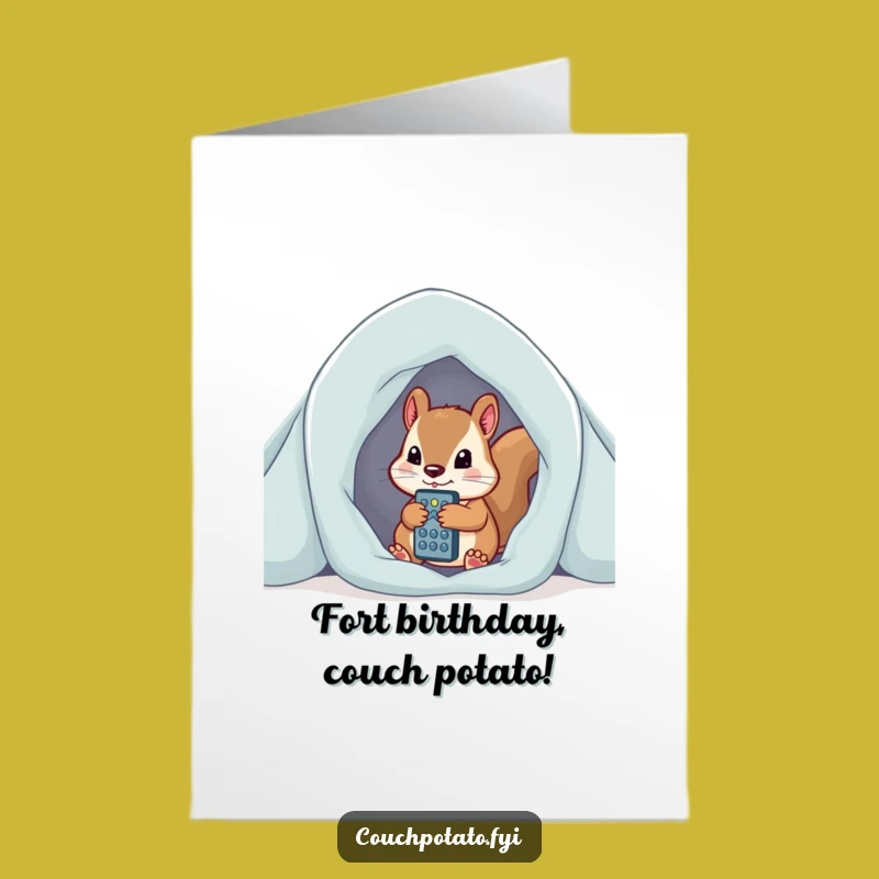 Free Printable Squirrel Birthday Card: Funny Fort Explorer Downloadable Gift