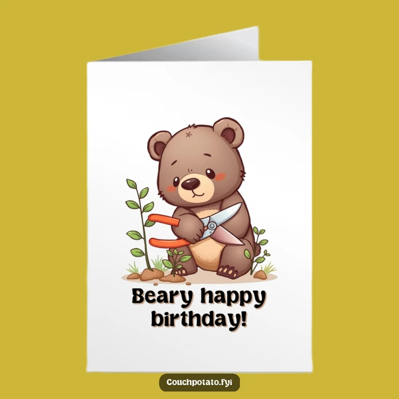 Funny Free Printable Bear Cub Birthday Card - Cute DIY Downloadable Gift for Growth