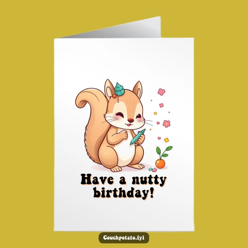 Free Printable Birthday Card: Squirrel Artist Creates Fun - DIY Gift