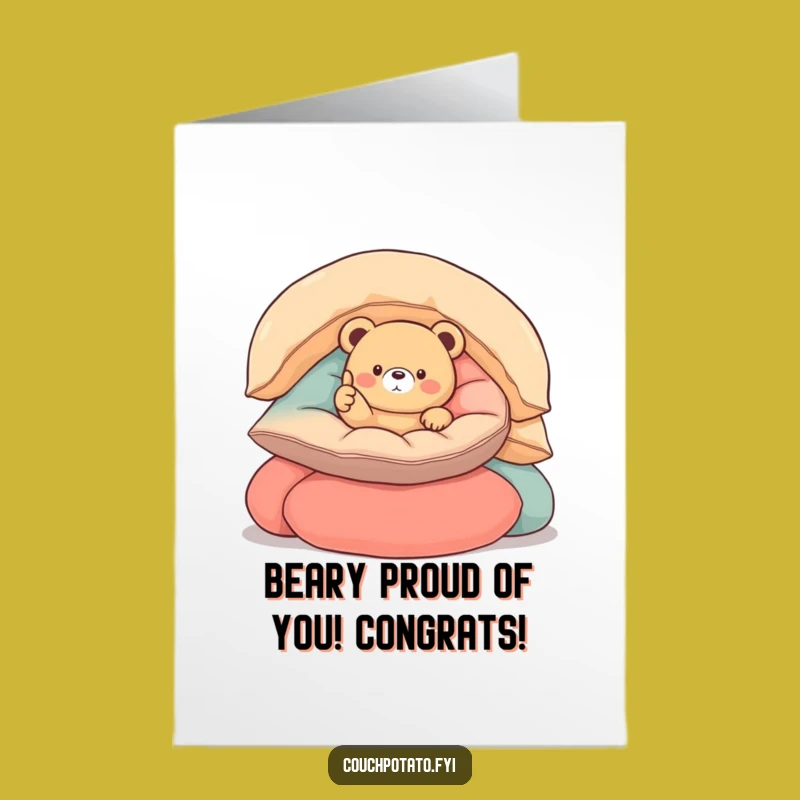 Free Printable Funny Bear Congrats Card - Round Bear Thumbs Up, Instant Download