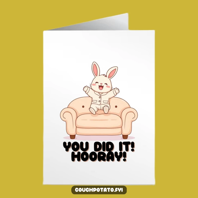 Free Printable Bunny Congrats Card: Pajama Leap Funny Downloadable Surprise Gift