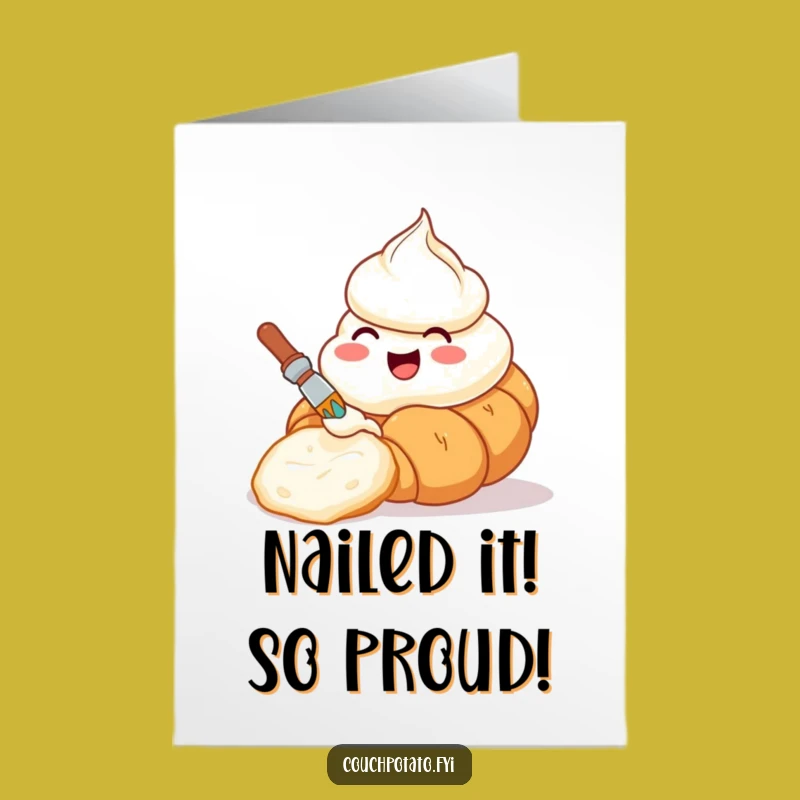 Free Printable Congrats Card: Cream Cheese Art Croissant Funny Downloadable Gift