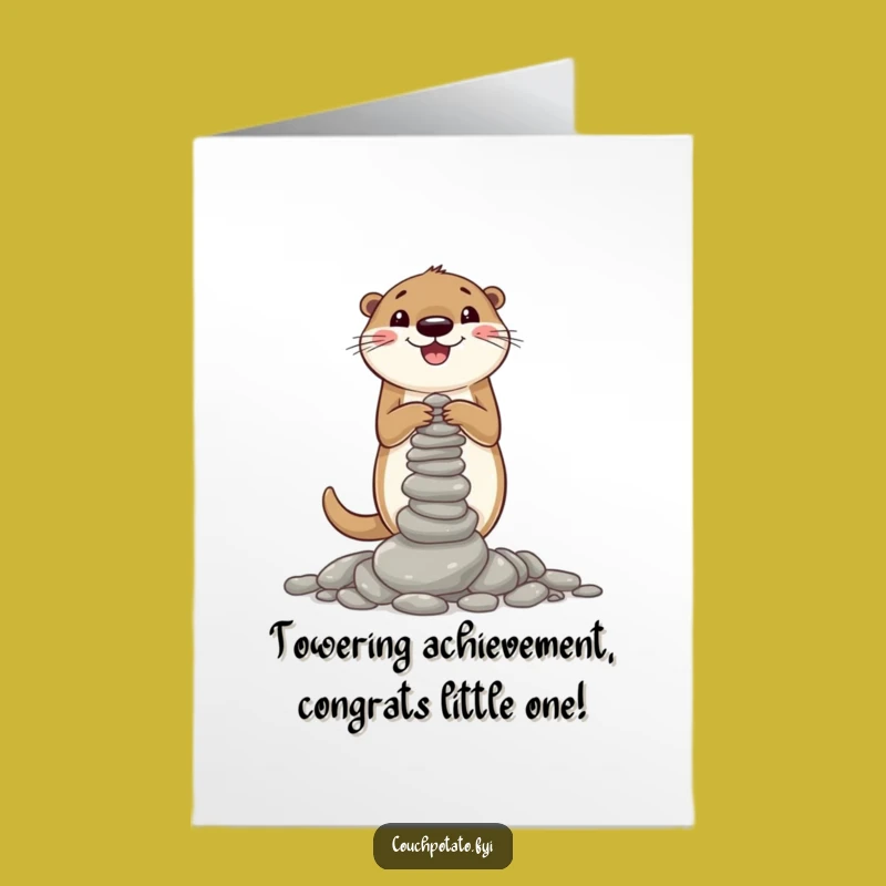 Free Printable Congrats Card: Hilarious Otter Pebble Tower for a Funny Downloadable Gift