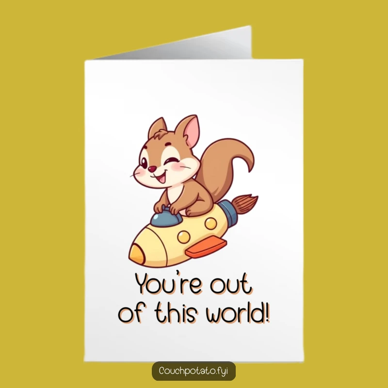 Free Printable Congrats Card: Rocket Squirrel Success, Humorous Downloadable!